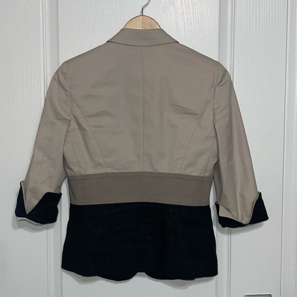 LES COPAINS Elegant Tan and Black Women's Blazer 3 Tone Textured 3/4 Sleeve 42 - Picture 6 of 9